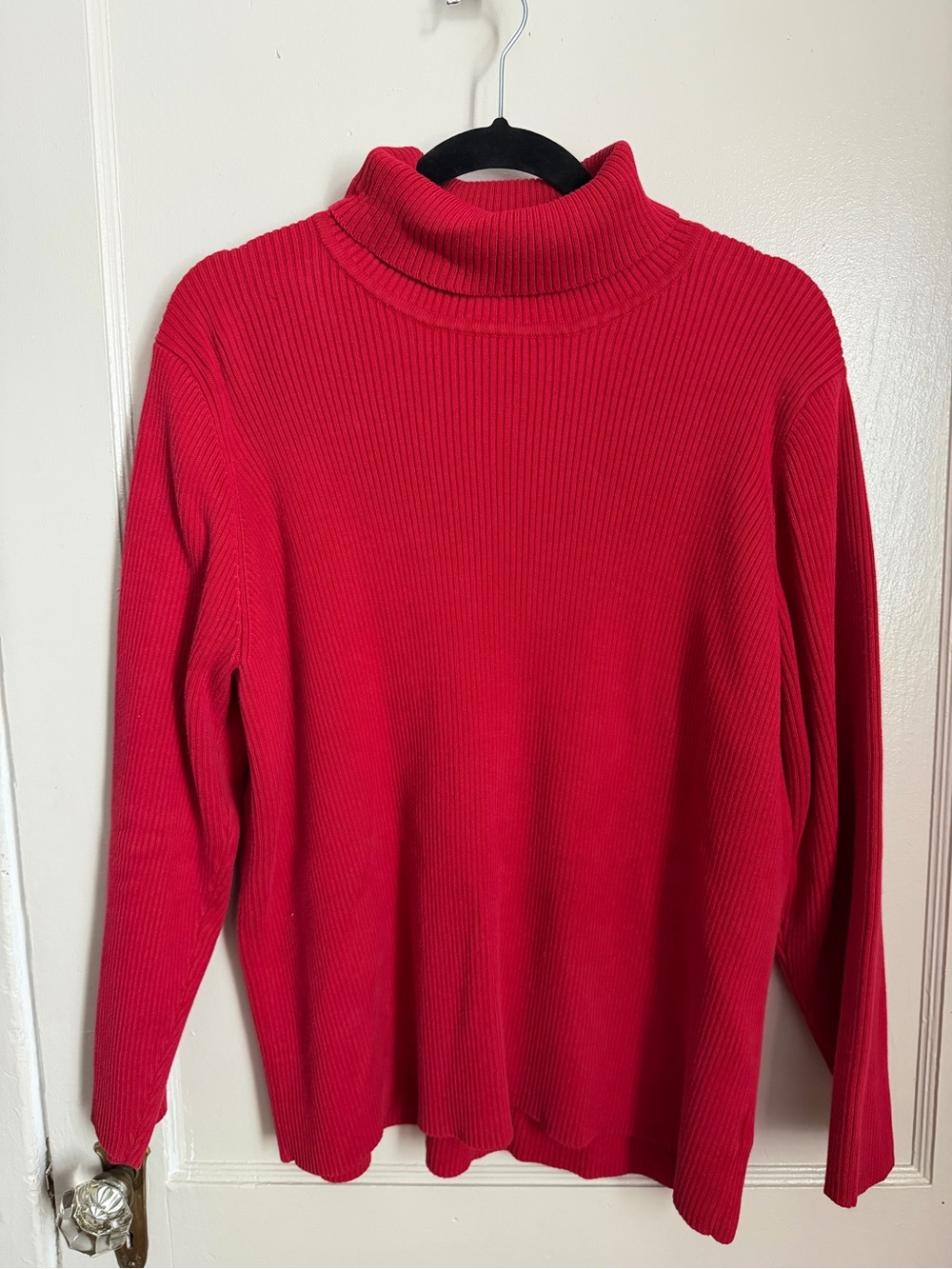 Jones New York Bright Red Ribbed Turtleneck Sweater